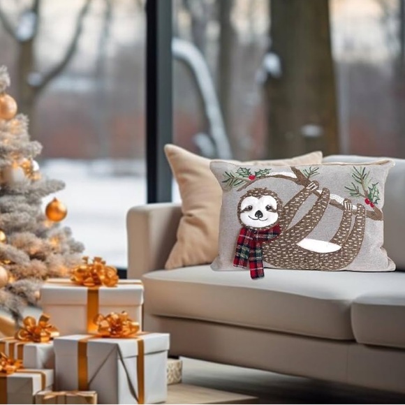Winter Holiday Sloth Accent Pillow - Picture 5 of 7